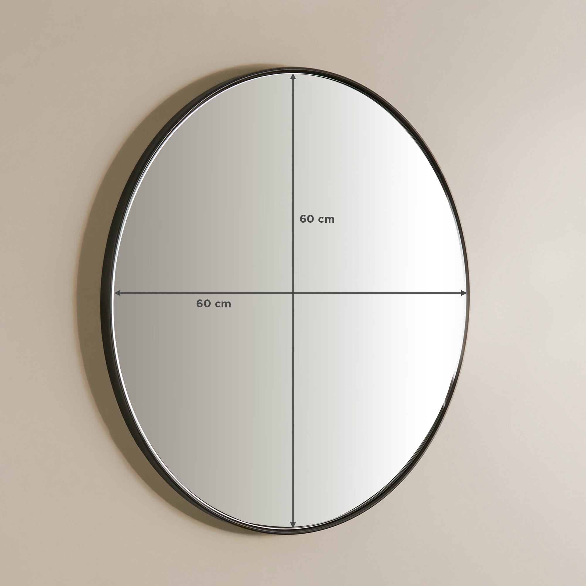 Espelho de Parede Redondo com Moldura de Aço Adele Room Preto-5