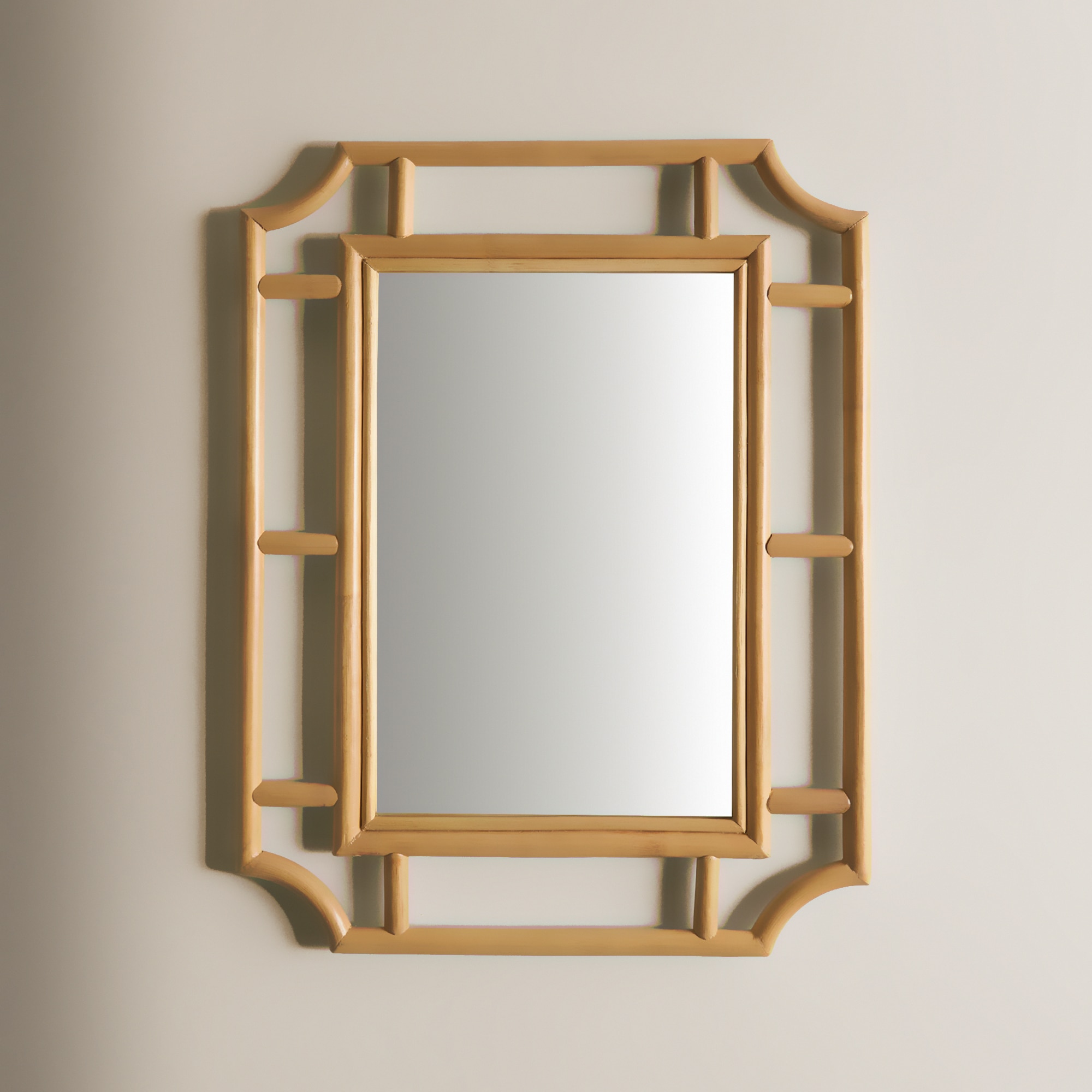 Espelho de Parede de Cana de Bambu Bornéu Natural-2