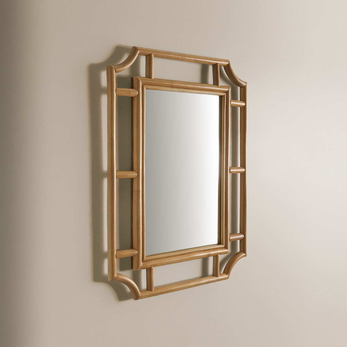 Espelho de Parede de Cana de Bambu Bornéu Natural-3