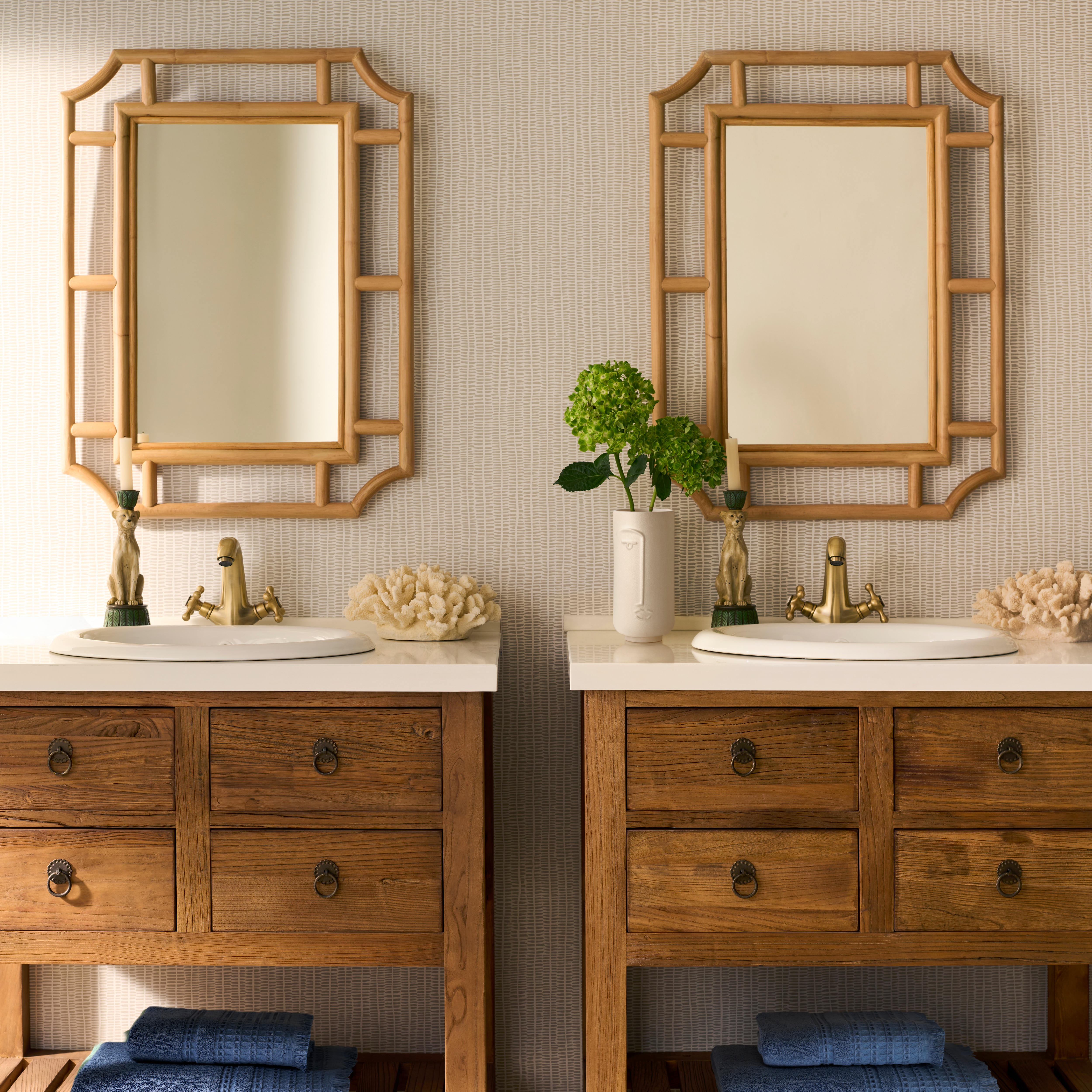 Espelho de Parede de Cana de Bambu Bornéu Natural-5