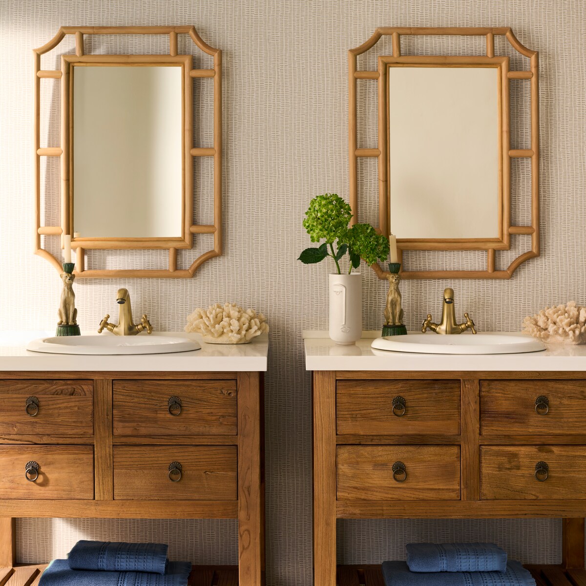 Espelho de Parede de Cana de Bambu Bornéu Natural-7