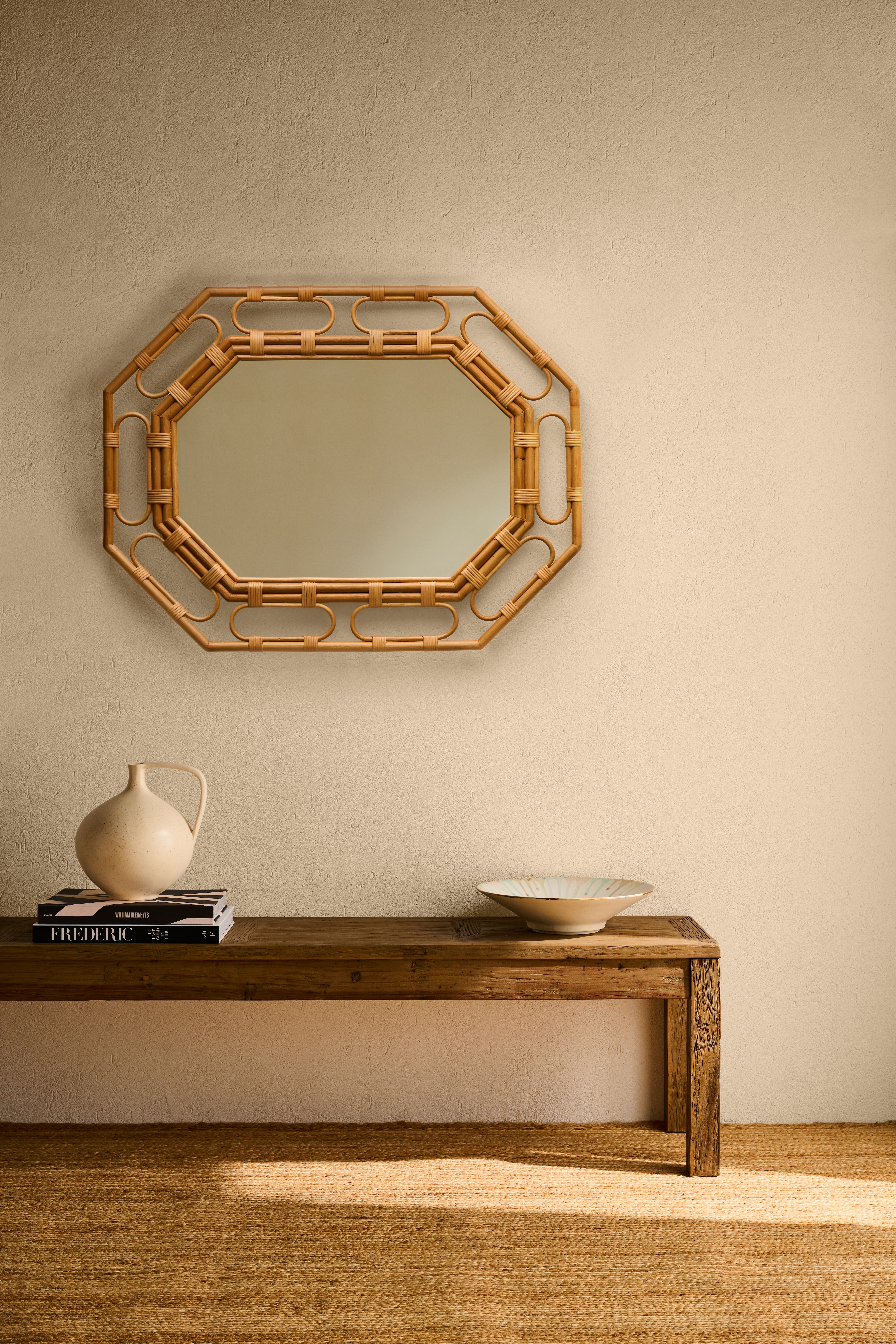 Espelho de Parede de Rotim Malibú Natural-3