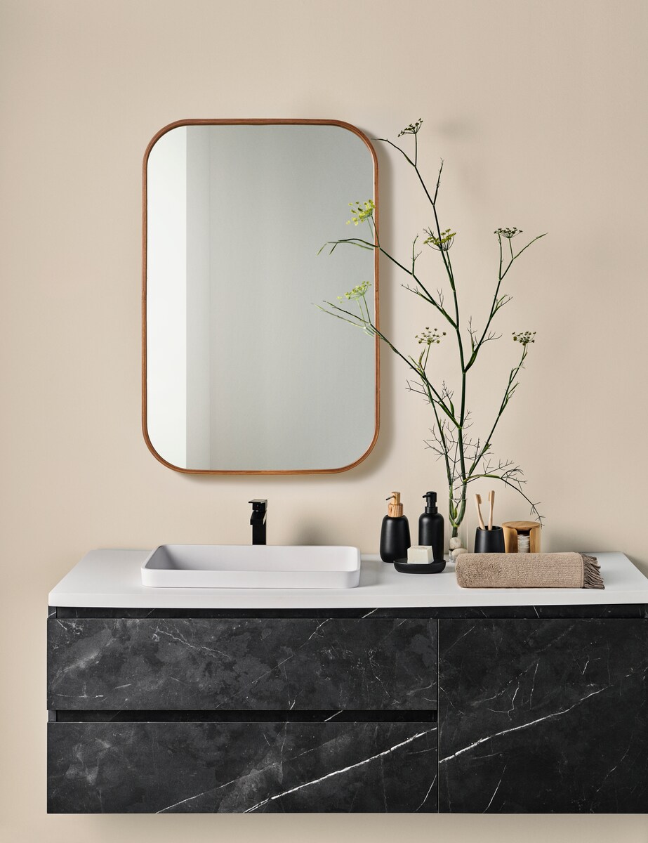 Espelho de Parede Redondo de Nogueira Murray Room Castanho-5