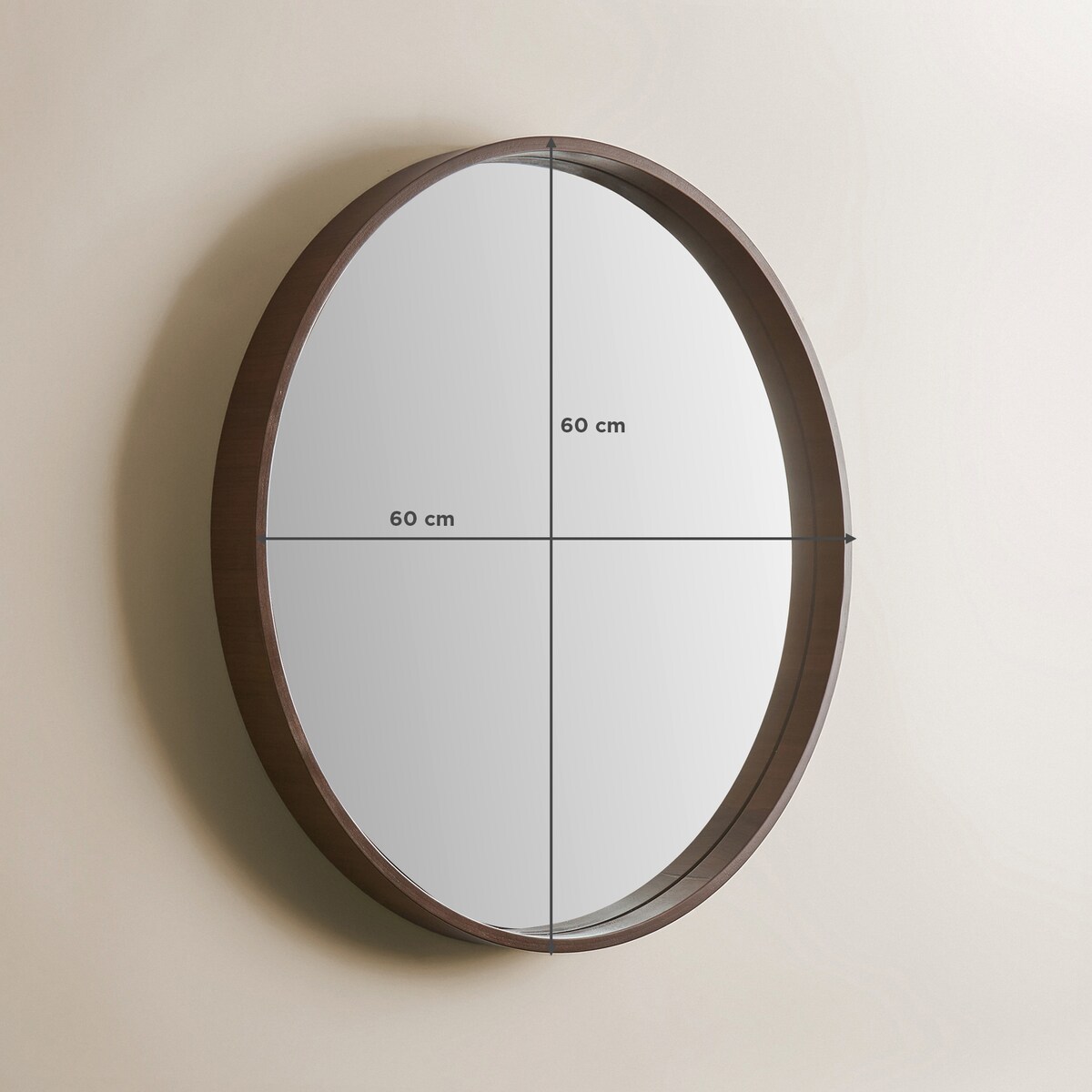 Espelho de Parede Redondo de Nogueira Murray Room Castanho-6