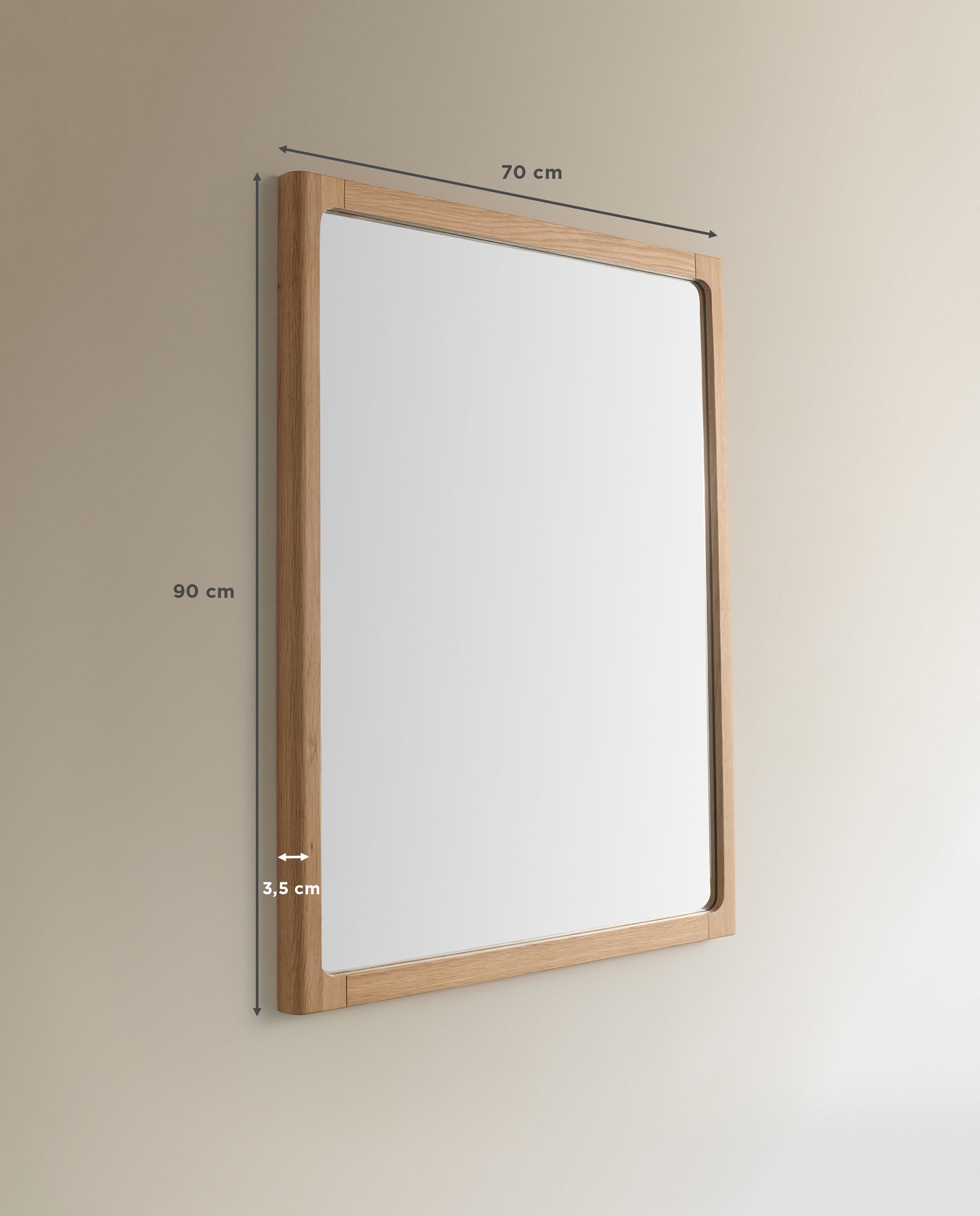 Espejo de pared de madera Babylon - Natural 90 cm Natural-6