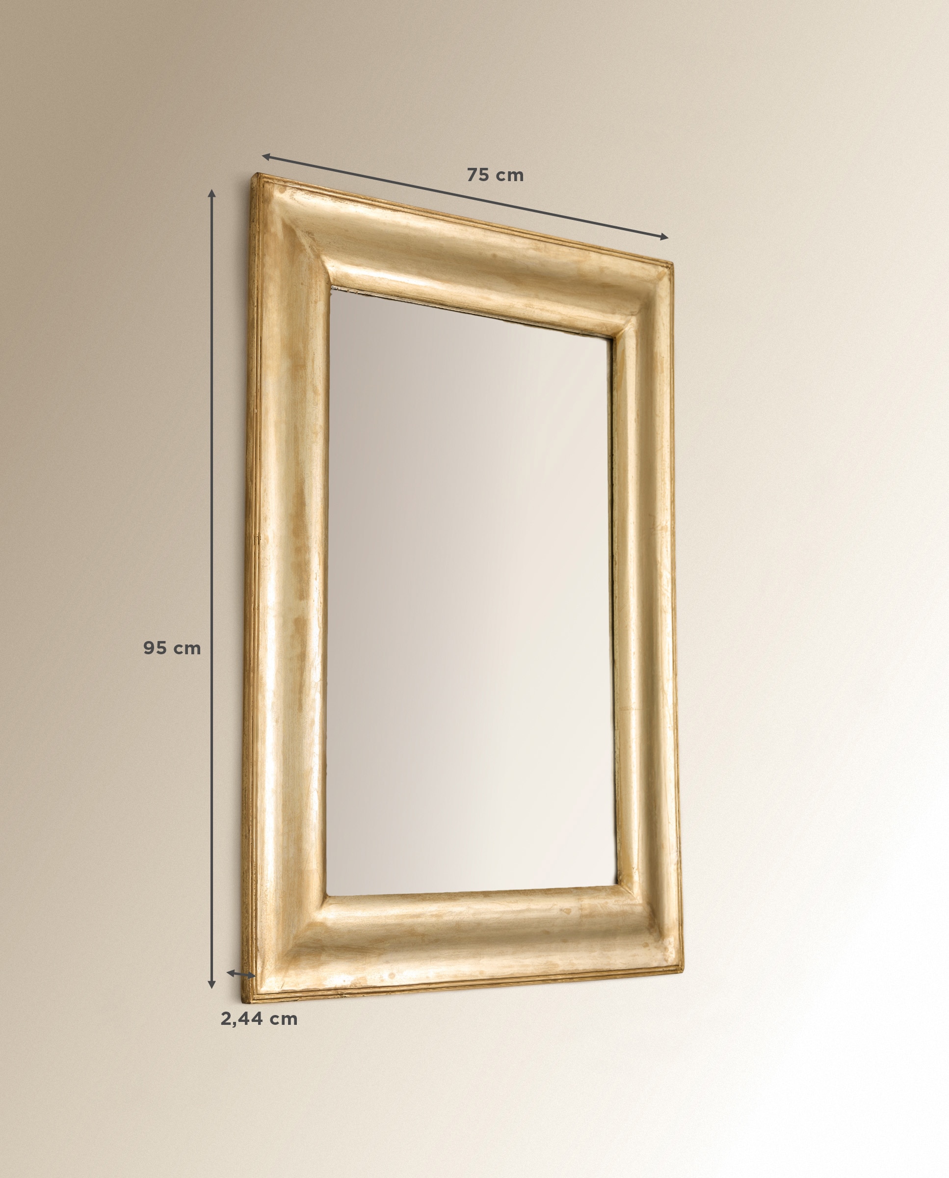 Espejo de pared de madera de mango Gold El Corte Inglés - Oro 75 x 95 cm Oro-5