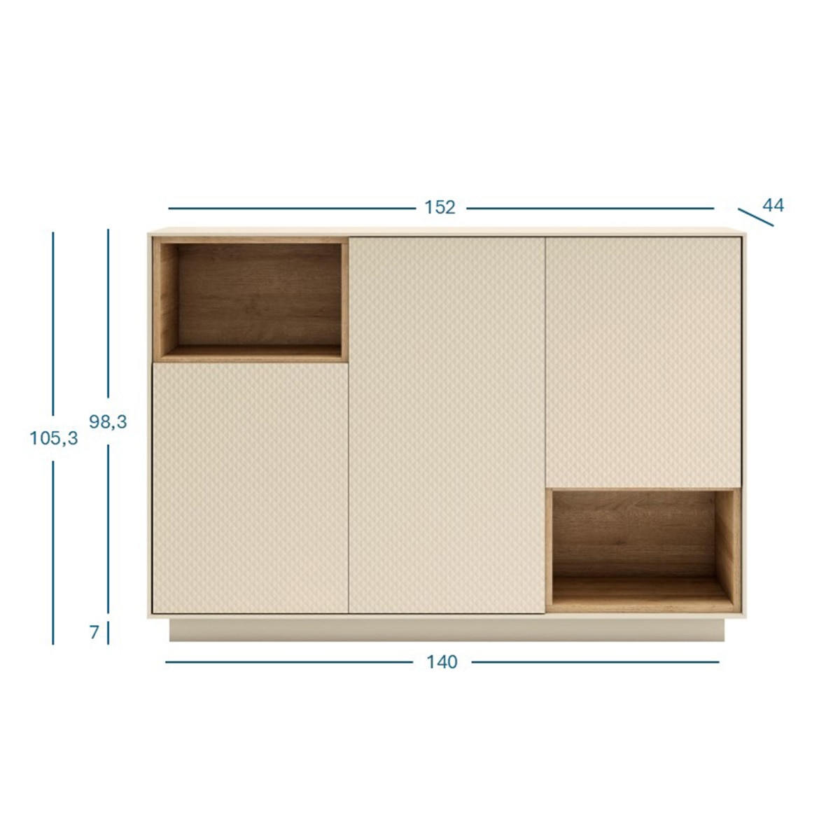 Aparador com 3 portas Evolution 2.0 Cru-3