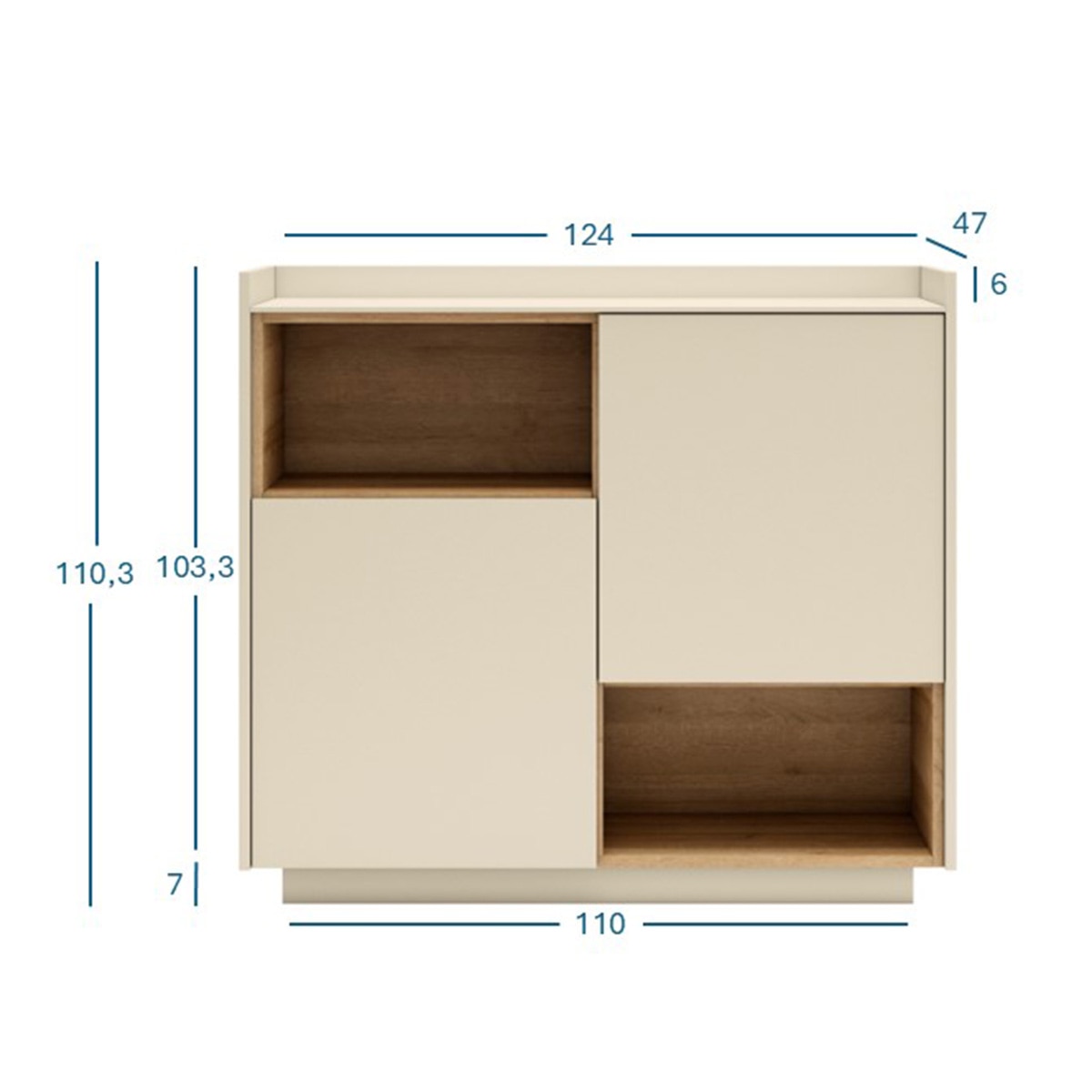 Aparador com 2 portas Evolution 2.0 Cru-3