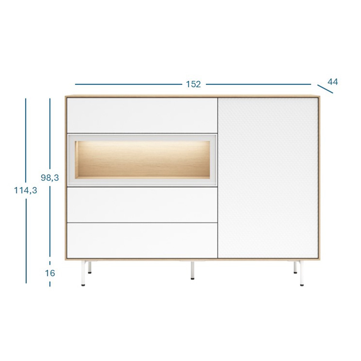 Aparador com 2 portas e pés Evolution 2.0 Branco-3