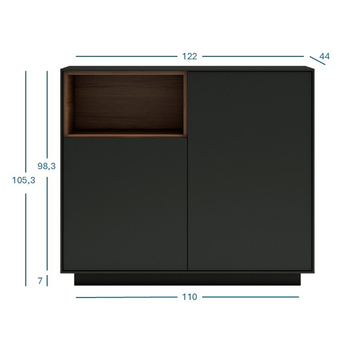 Aparador com 2 portas e nicho Evolution 2.0 Preto-3