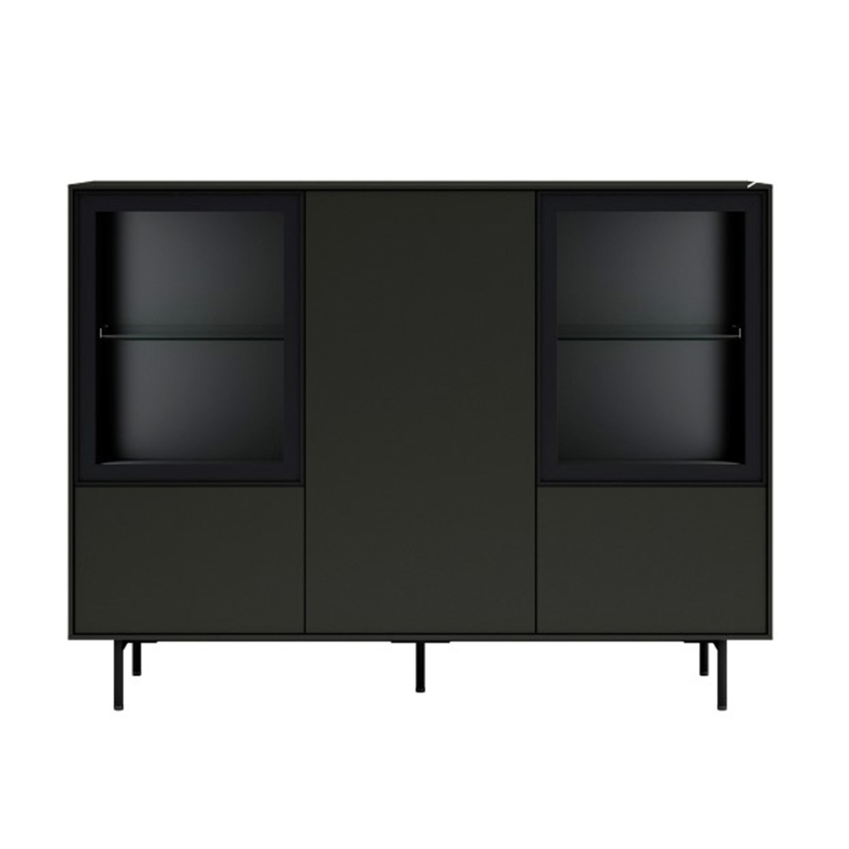 Aparador com 3 portas de vidro Evolution 2.0 Preto-2