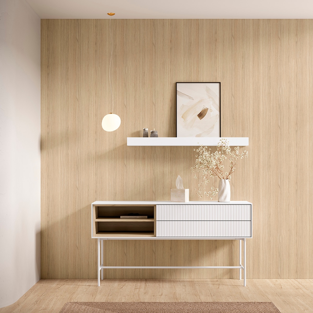 Imagem 0 de Aparador retangular com 1 porta e 2 nichos branco Evolution 2.0