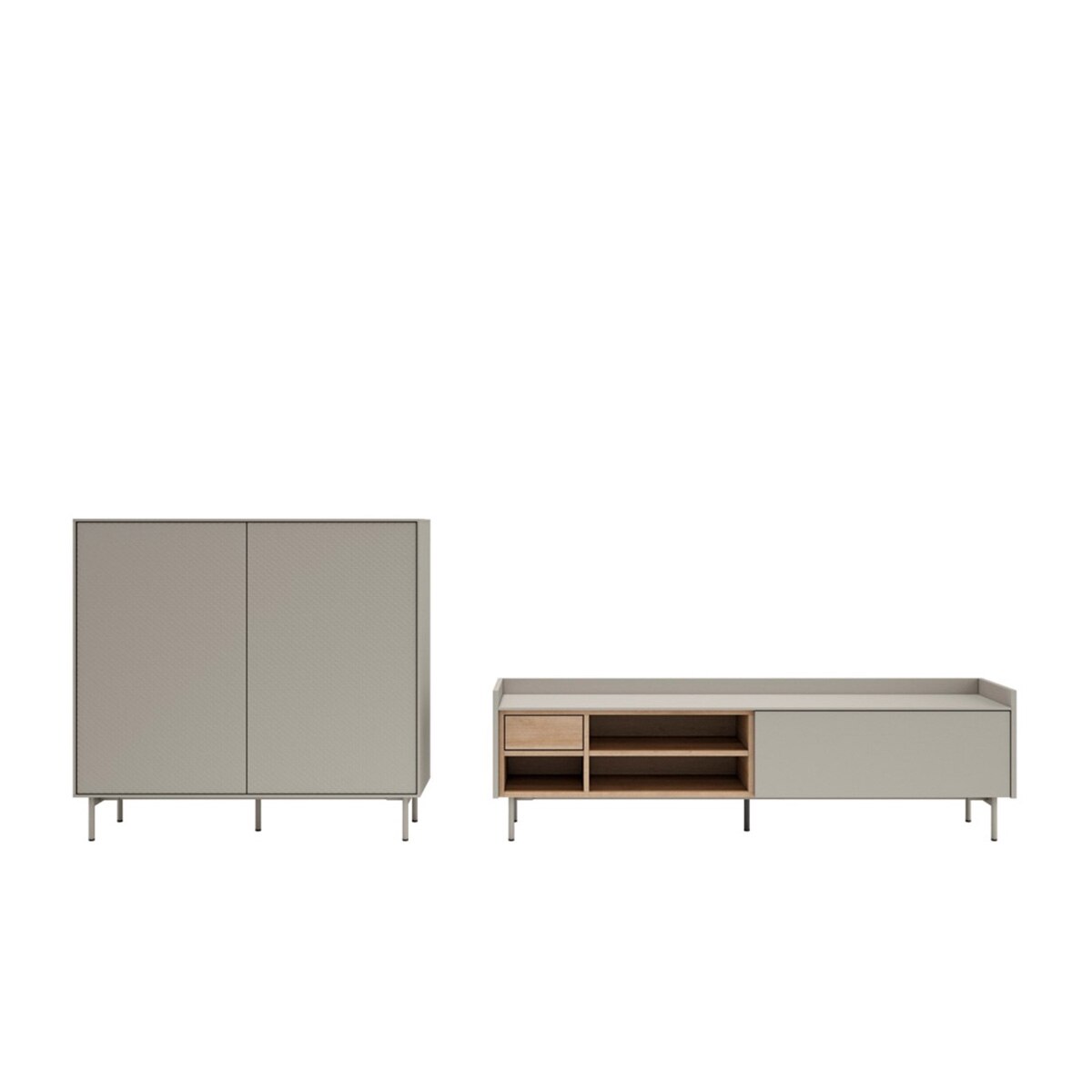 Móvel de sala alto com 2 portas Evolution 2.0 Cinzento-claro-2