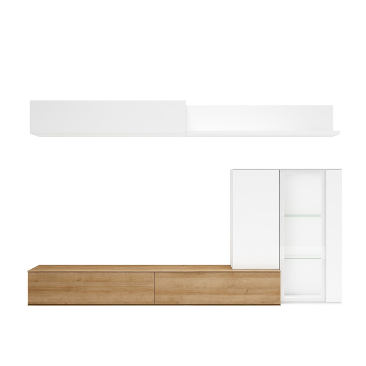 Móvel de sala modular com estante com vidro Evolution 2.0 Branco-2