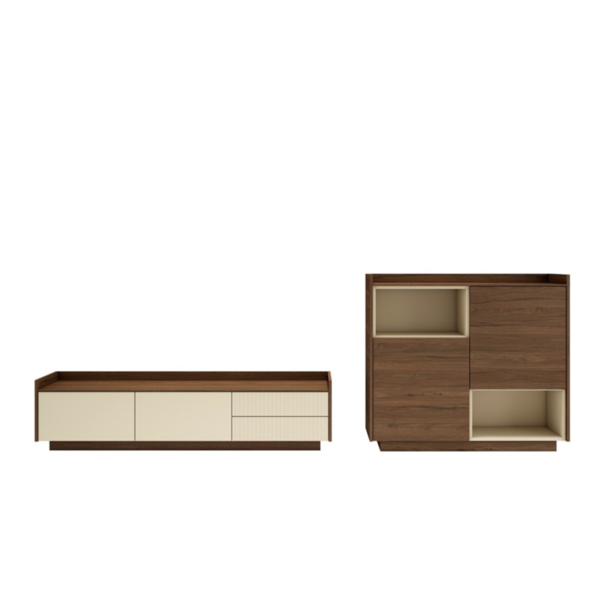 Móvel de sala retangular com 2 portas e 2 gavetas Evolution 2.0 Natural-2