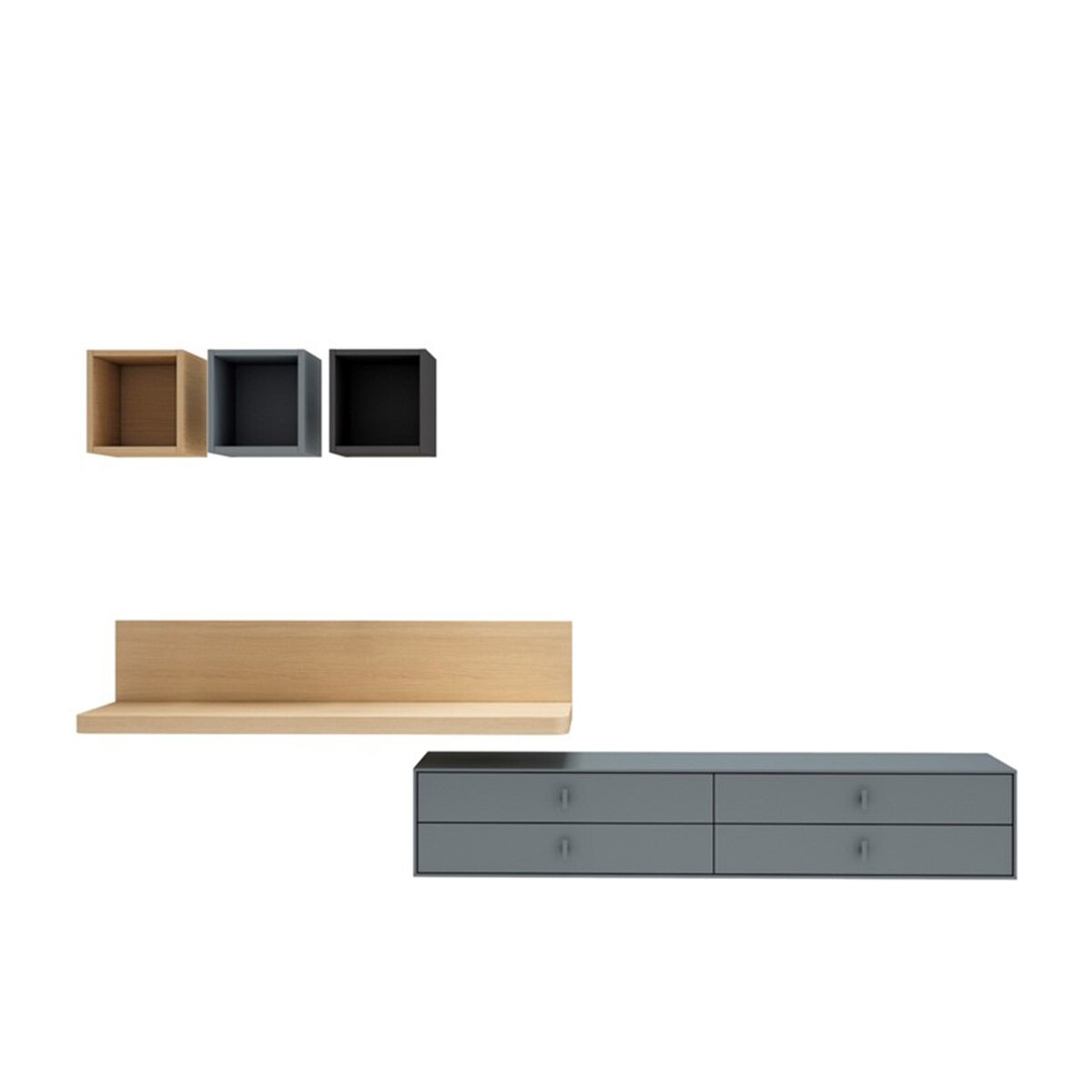 Móvel de sala modular com 4 gavetas, 1 prateleira e 3 estantes Evolution 2.0 Multicolor-2