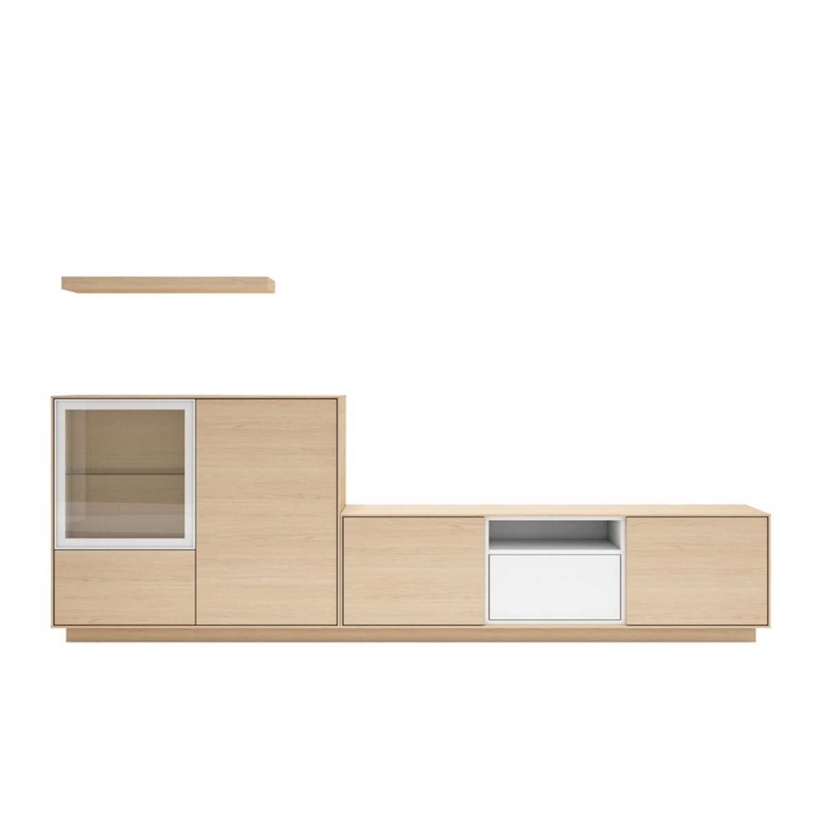 Móvel de sala modular com 4 portas, 1 porta de vidro e 1 nicho Evolution 2.0 Natural-2
