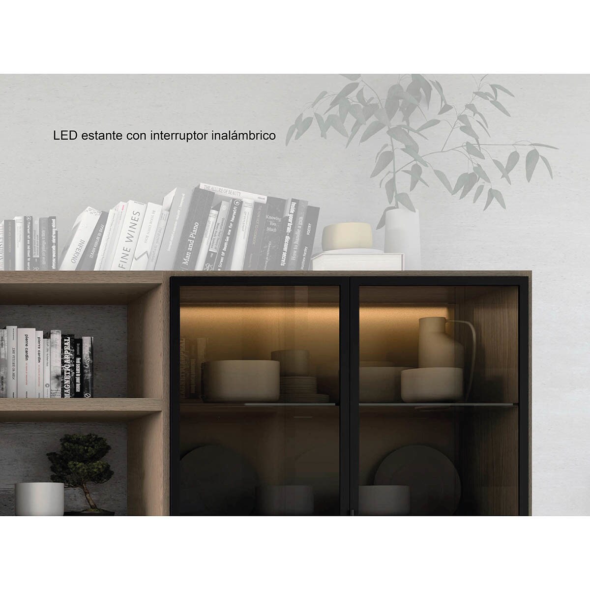 Imagen 4 de Mueble de salón con vitrina 321,5 cm Time El Corte Inglés - Roble / Ceniza Roble / Ceniza