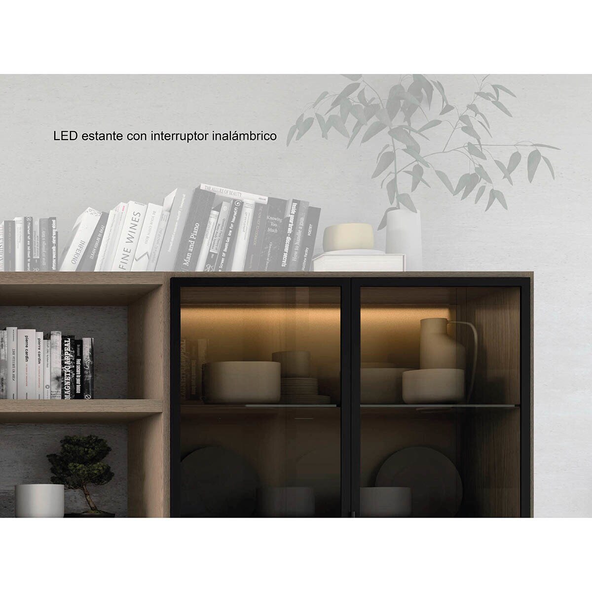 Imagen 4 de Mueble de salón con vitrina 341 cm Time El Corte Inglés - Roble / Ceniza Roble / Ceniza