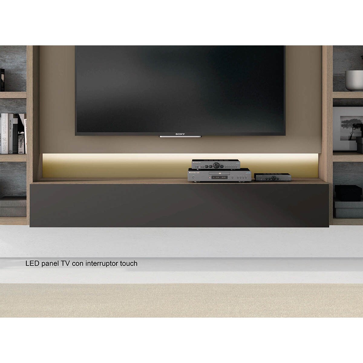 Imagen 5 de Mueble de salón con vitrina 373 cm Time El Corte Inglés - Roble / Ceniza Roble / Ceniza