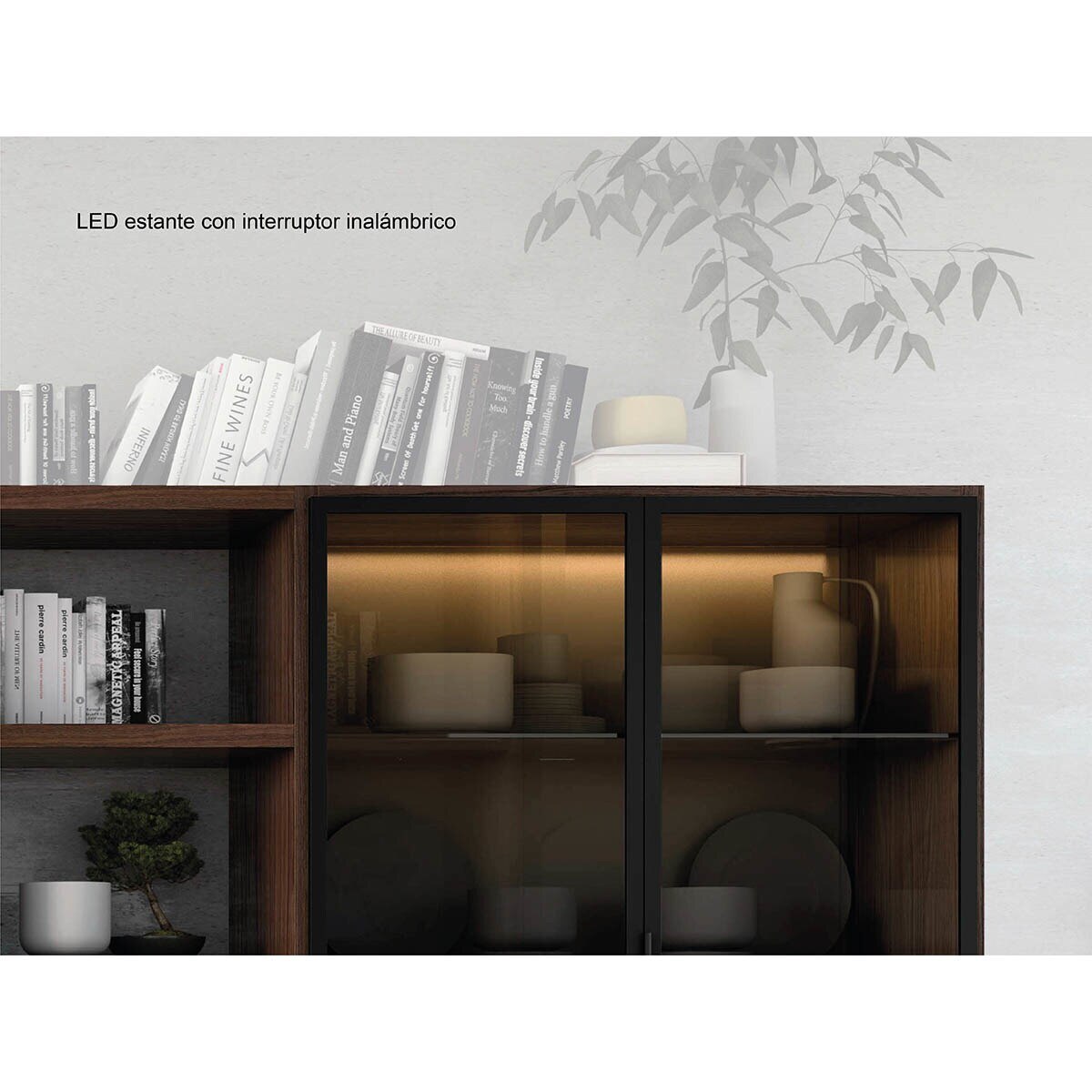 Imagen 4 de Mueble de salón con vitrina 373 cm Time El Corte Inglés - Nogal Nogal