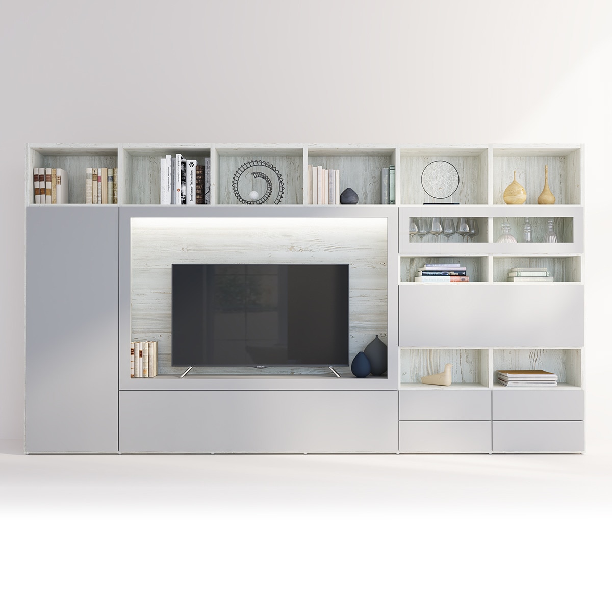Móvel de sala Qubic 2.0-6 Branco / Cinzento-1