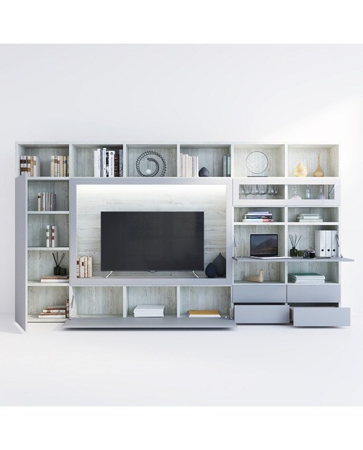 Móvel de sala Qubic 2.0-6 Branco / Cinzento-2