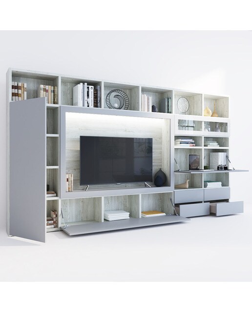 Móvel de sala Qubic 2.0-6 Branco / Cinzento-3