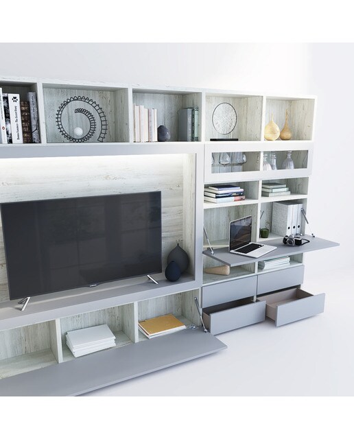 Móvel de sala Qubic 2.0-6 Branco / Cinzento-4