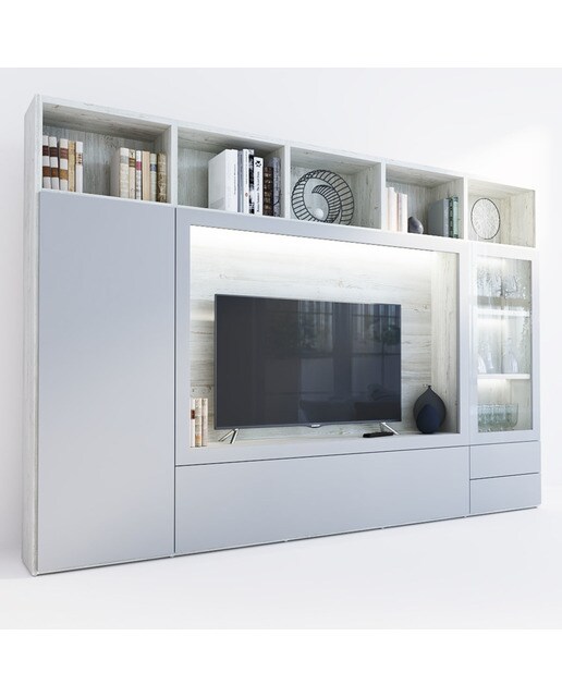 Móvel de sala Qubic 2.0-8 Branco / Cinzento-2