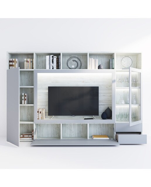 Móvel de sala Qubic 2.0-8 Branco / Cinzento-3