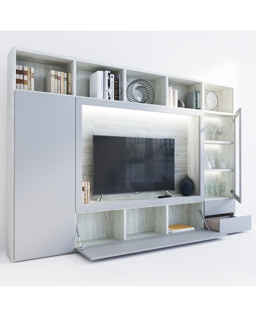 Móvel de sala Qubic 2.0-8 Branco / Cinzento-5
