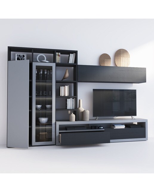 Mueble de salón Qubic 2.0-12 El Corte Inglés - Negro / Gris Negro / Gris-3
