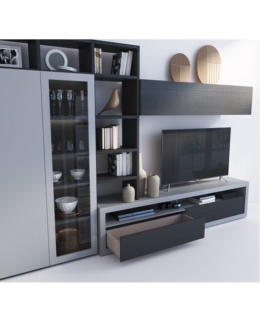 Mueble de salón Qubic 2.0-12 El Corte Inglés - Negro / Gris Negro / Gris-4