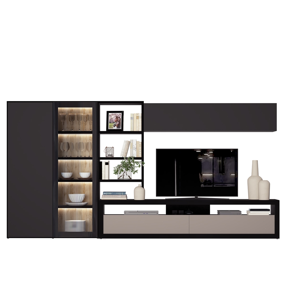 Móvel de Sala Qubic New Preto/taupe-1