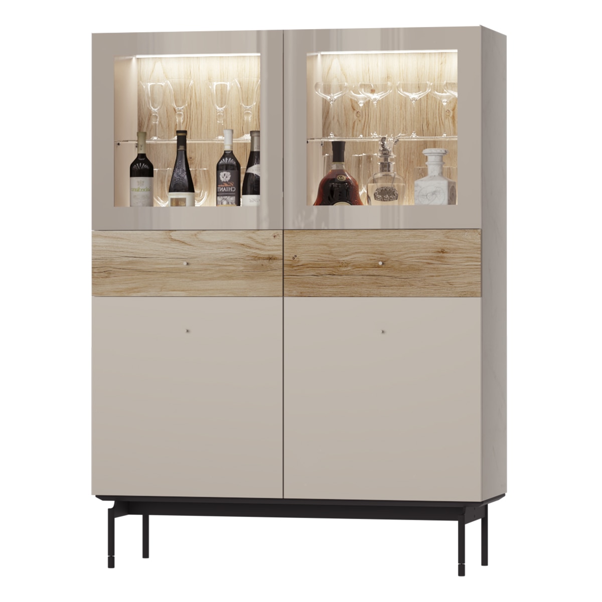 Vitrina con 2 puertas y 2 cajones 162 cm alto Qubic New 2.0 El Corte Inglés - Gris Gris-1