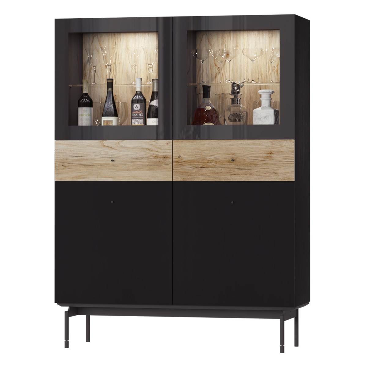 Vitrina con 2 puertas y 2 cajones 162 cm alto Qubic New 2.0 El Corte Inglés - Negro Negro-1