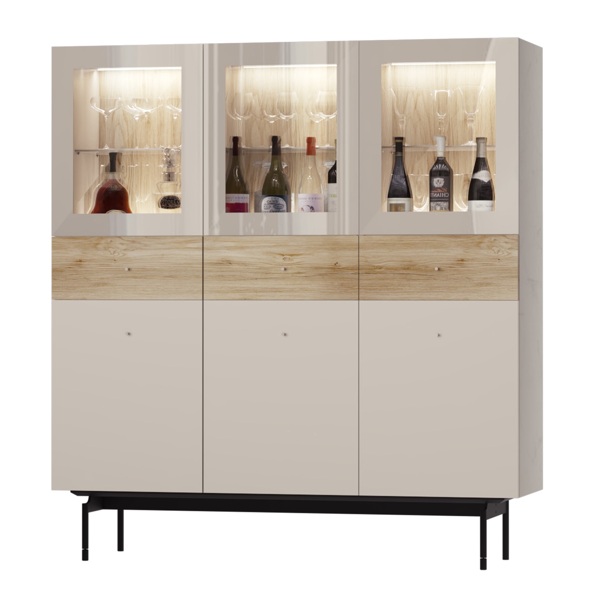 Vitrina con 3 puertas y 3 cajones Qubic New 2.0 El Corte Inglés - Gris Gris-1