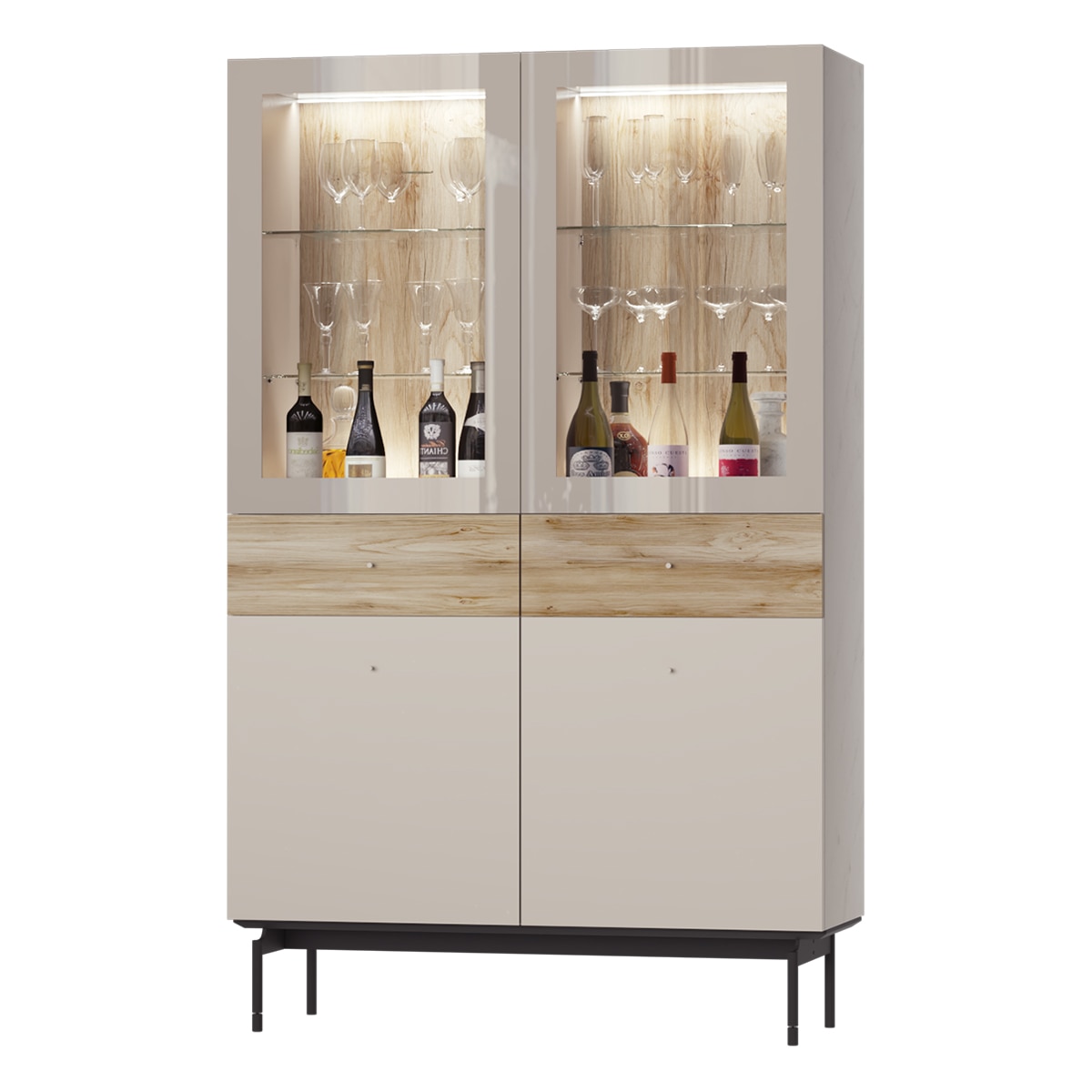 Vitrina con 2 puertas y 2 cajones 192 cm alto Qubic New 2.0 El Corte Inglés - Gris Gris-1
