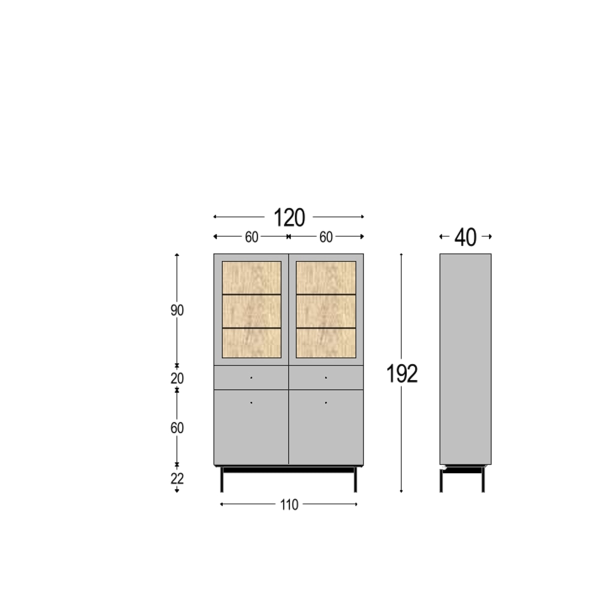 Vitrina con 2 puertas y 2 cajones 192 cm alto Qubic New 2.0 El Corte Inglés - Gris Gris-2