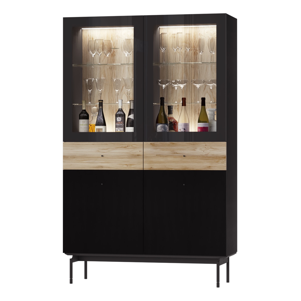 Vitrina con 2 puertas y 2 cajones 192 cm alto Qubic New 2.0 El Corte Inglés - Negro Negro-1
