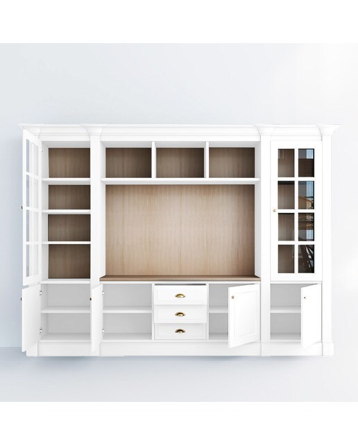 Librería con espacio para TV, 3 cajones, 4 puertas y 2 vitrinas Limoux El Corte Inglés - Blanco Blanco-3