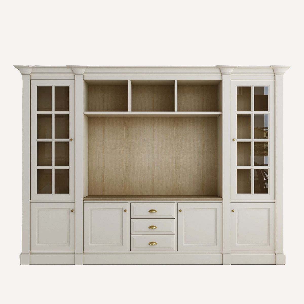Librería con espacio para TV, 3 cajones, 4 puertas y 2 vitrinas Limoux El Corte Inglés - Crema Crema-1