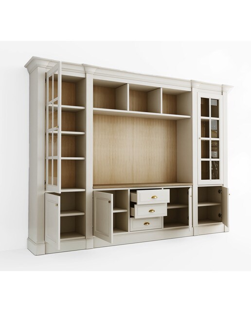 Librería con espacio para TV, 3 cajones, 4 puertas y 2 vitrinas Limoux El Corte Inglés - Crema Crema-2