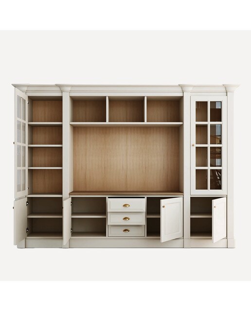 Librería con espacio para TV, 3 cajones, 4 puertas y 2 vitrinas Limoux El Corte Inglés - Crema Crema-3