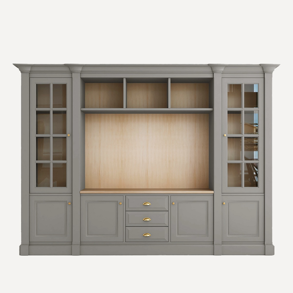 Librería con espacio para TV, 3 cajones, 4 puertas y 2 vitrinas Limoux El Corte Inglés - Gris Gris-1