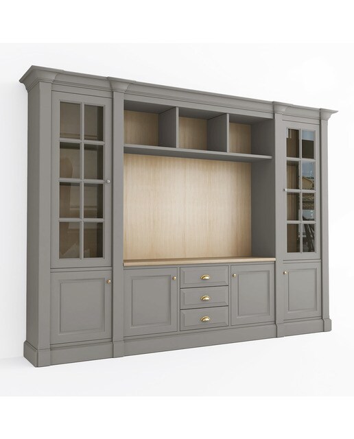 Librería con espacio para TV, 3 cajones, 4 puertas y 2 vitrinas Limoux El Corte Inglés - Gris Gris-2