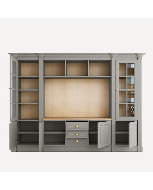 Librería con espacio para TV, 3 cajones, 4 puertas y 2 vitrinas Limoux El Corte Inglés - Gris Gris-3