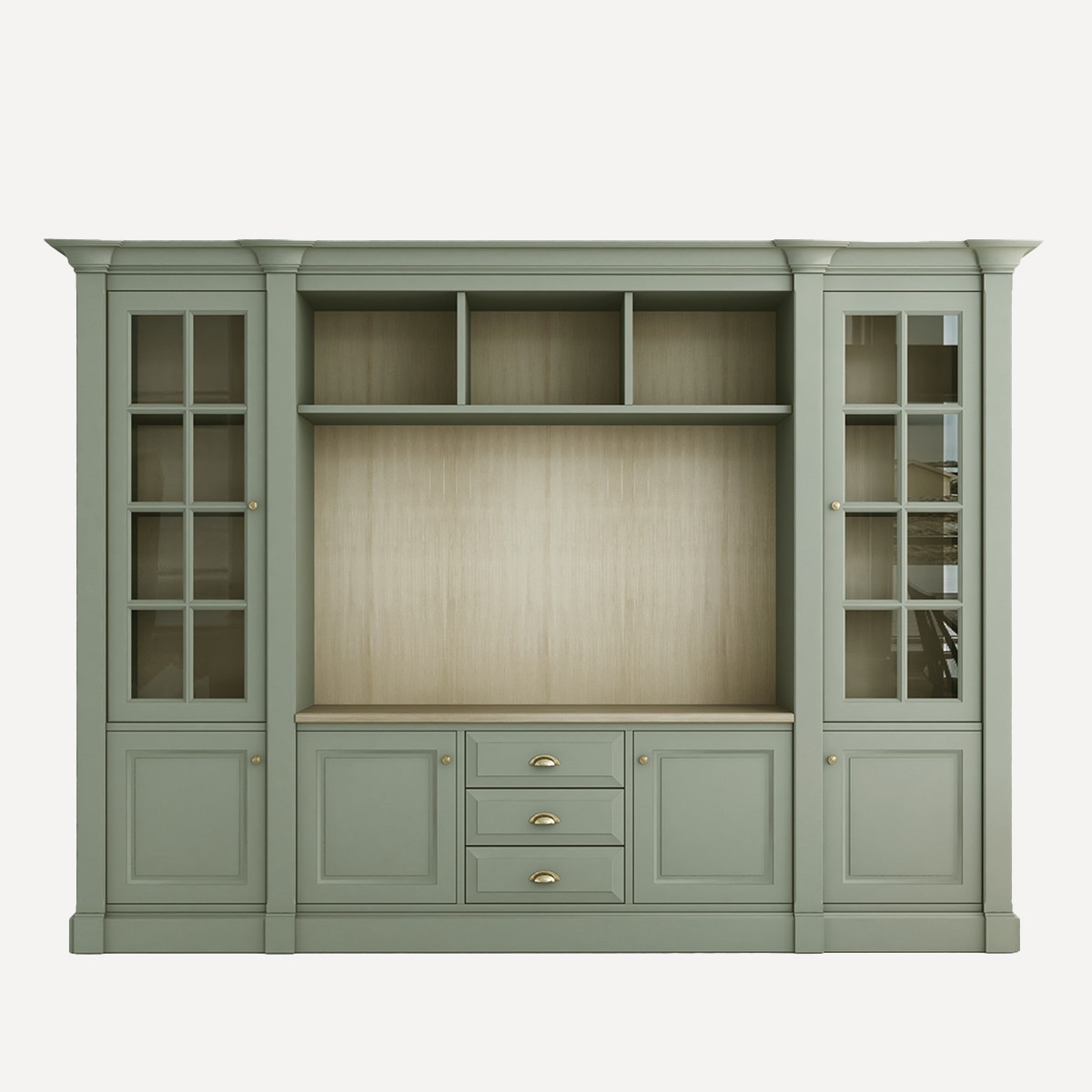 Librería con espacio para TV, 3 cajones, 4 puertas y 2 vitrinas Limoux El Corte Inglés - Verde menta Verde menta-1