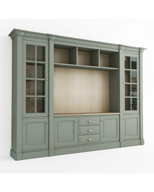 Librería con espacio para TV, 3 cajones, 4 puertas y 2 vitrinas Limoux El Corte Inglés - Verde menta Verde menta-2